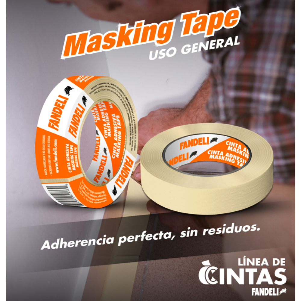 Cinta Masking Tape 18 mm x 50 m Multiusos Fandeli 72161