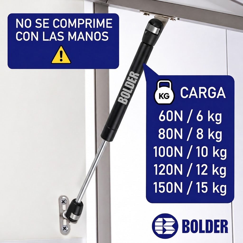 Pistón Elevable De Gas Amortiguador Para Puerta Plegable Negro Mate