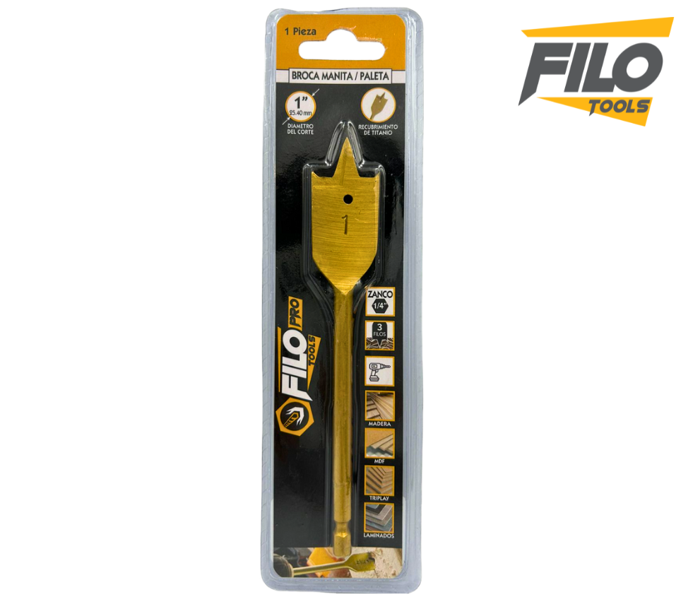 Broca Manita Paleta Plana 1" Titanio Filo Tools