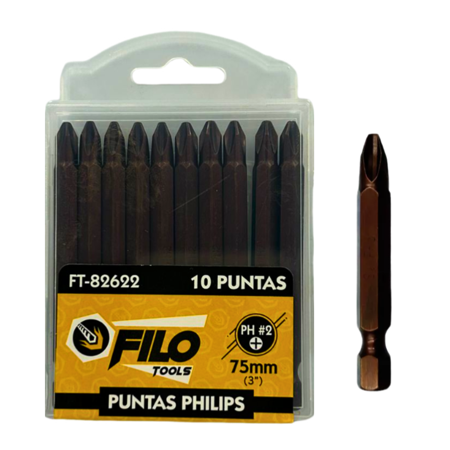 Puntas Tipo Phillips Cobre Ph2 Sencillas 3" 10 Piezas