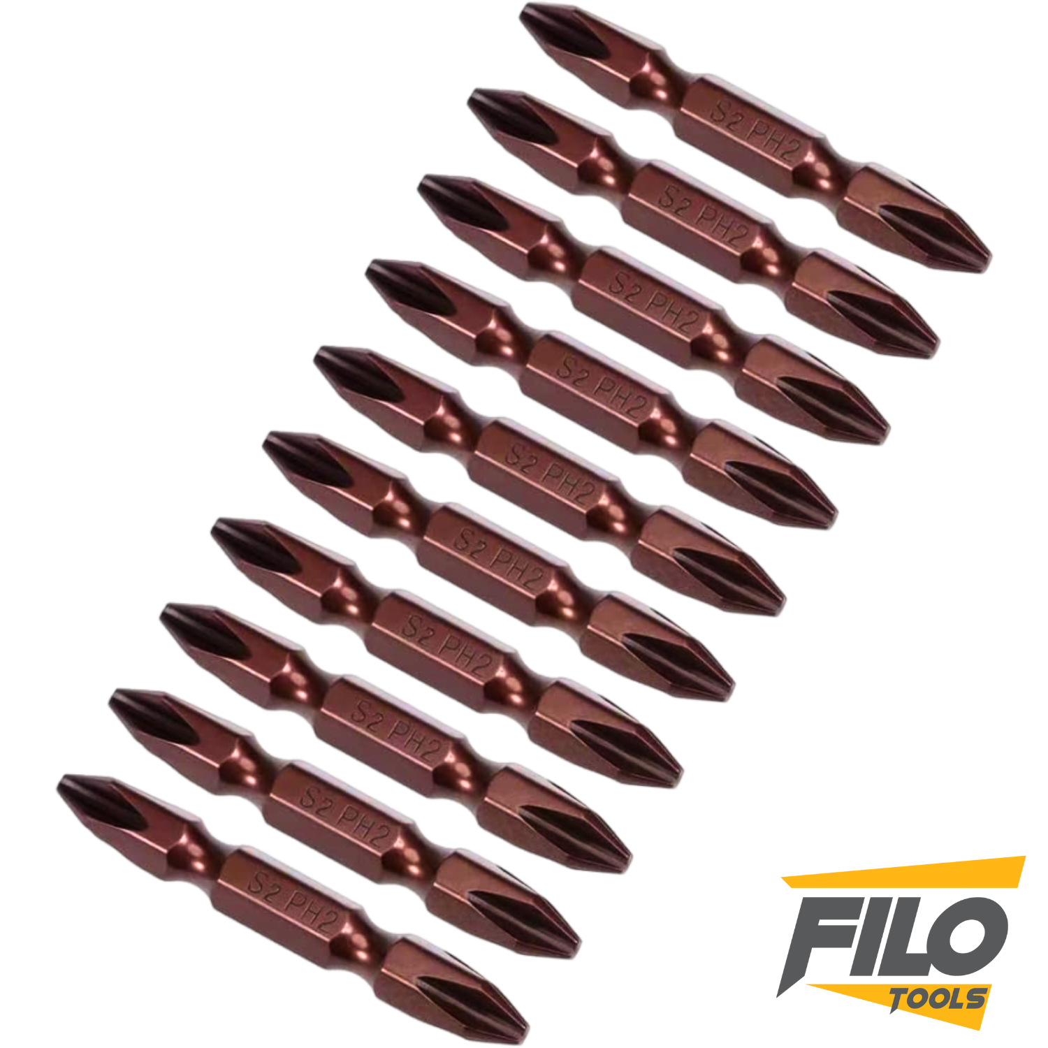 Puntas Tipo Phillips Cobre Ph2 Dobles 2 1/2" 10 Piezas